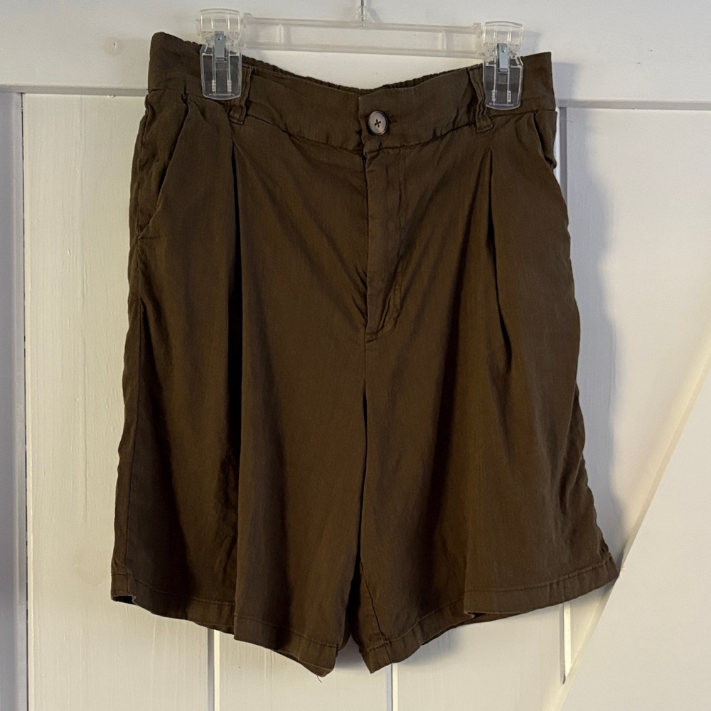 Kut from the Kloth Dark Brown Women's Linen Bermudas